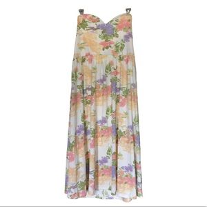 ASOS Pastel Floral Strapless Sweetheart Midi Dress - 14